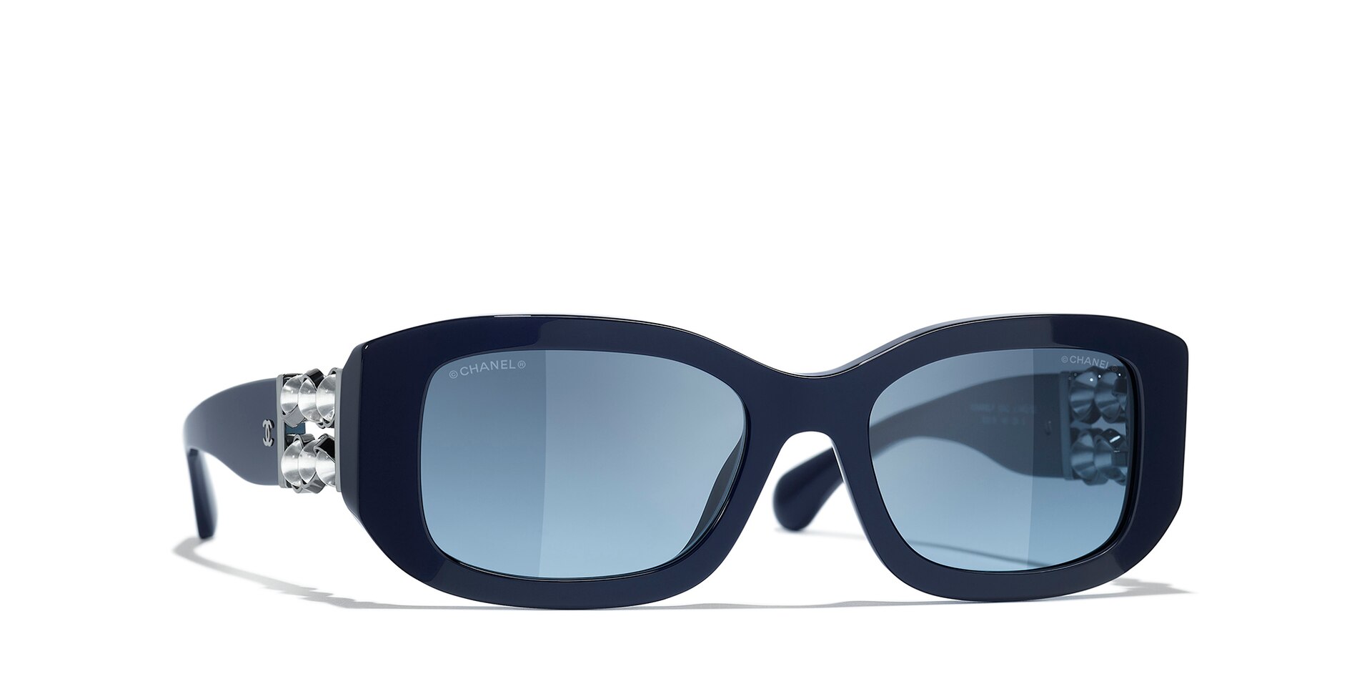 Chanel Rectangle Sunglasses CH5542 M 53 19 With Grey Lenses And 
