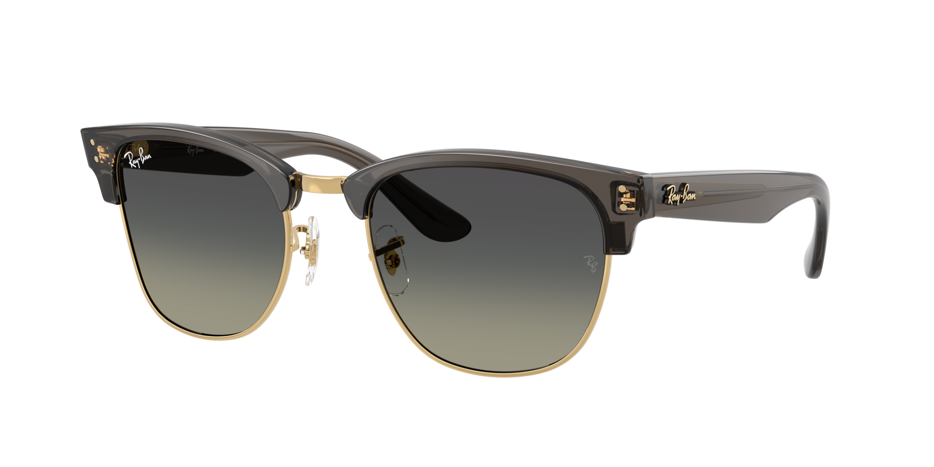 Ray-Ban Unisex Sunglass RBR0504S Clubmaster Reverse - Frame color: Transparent Dark Grey On Gold, Lens color: Grey Gradient