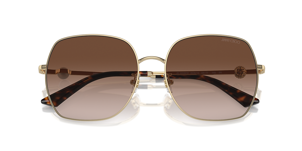 JIMMY CHOO スクエアフレムサンクラス JC4008HD 300219 Jimmy Choo JC4008HD XXL (59 - 17) with Brown lenses and Gold