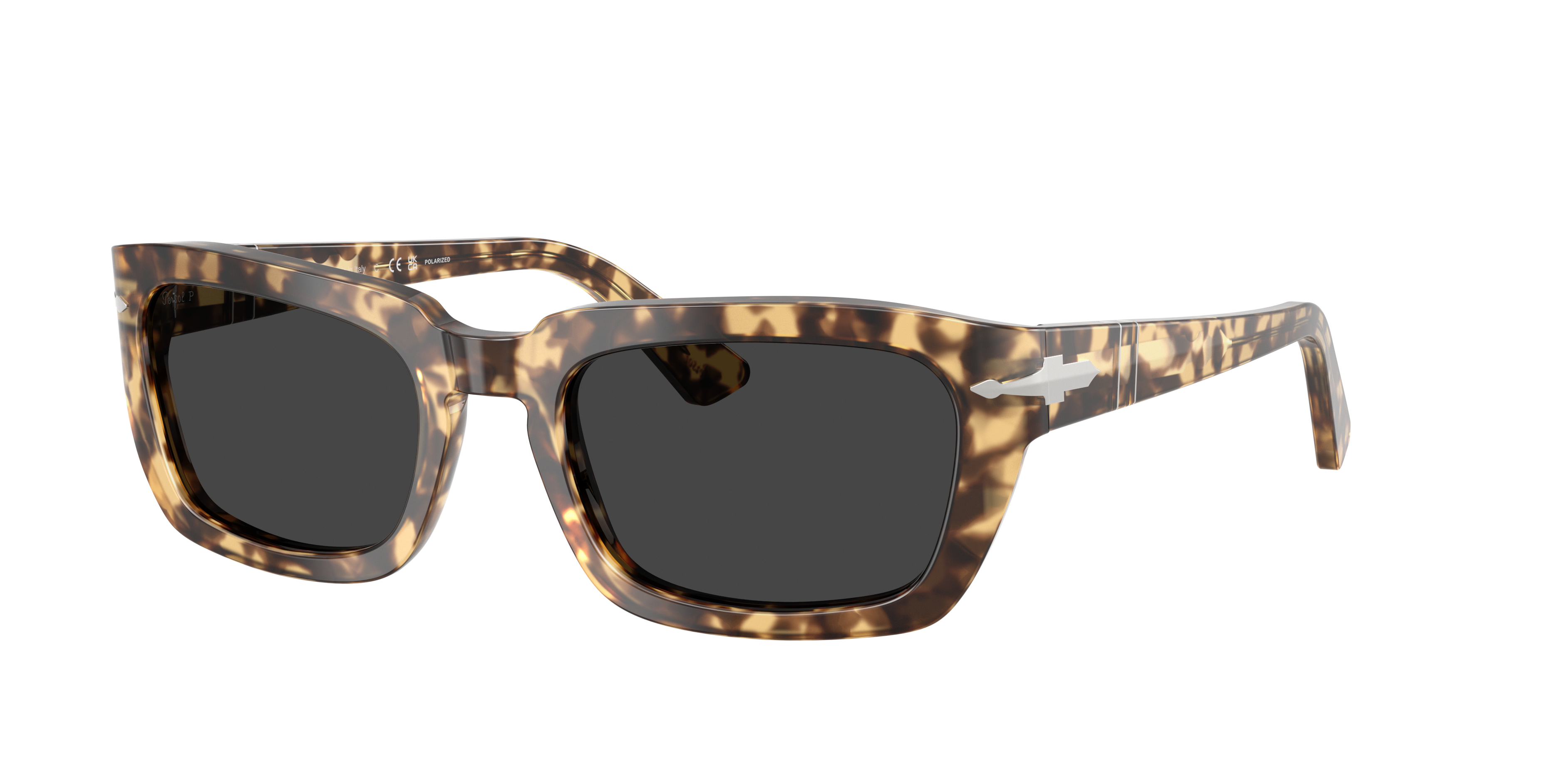 Persol Unisex Sunglass PO3367S -  Frame color: Brown Beige Tortoise, Lens color: Polarized Black