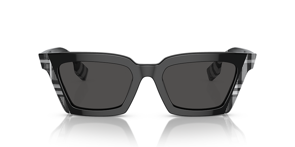 BURBERRY BE4392U Briar Black/Check White Black - Women Luxury Sunglasses, Dark Grey Lens