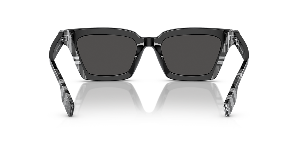 BURBERRY BE4392U Briar Black/Check White Black - Women Luxury Sunglasses, Dark Grey Lens
