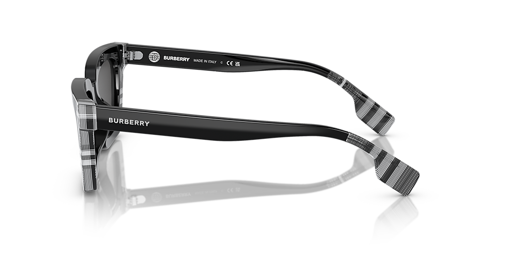 BURBERRY BE4392U Briar Black/Check White Black - Women Luxury Sunglasses, Dark Grey Lens