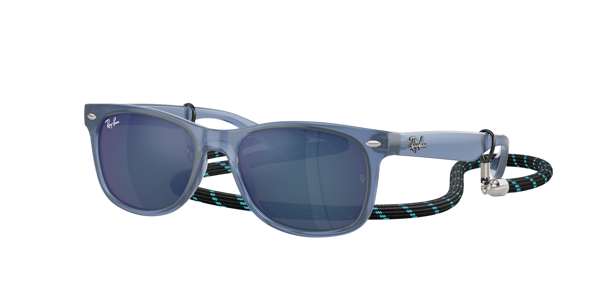 Ray-Ban Unisex Sunglass RB9052S New Wayfarer Kids - Frame color: Opal Blue, Lens color: Blue
