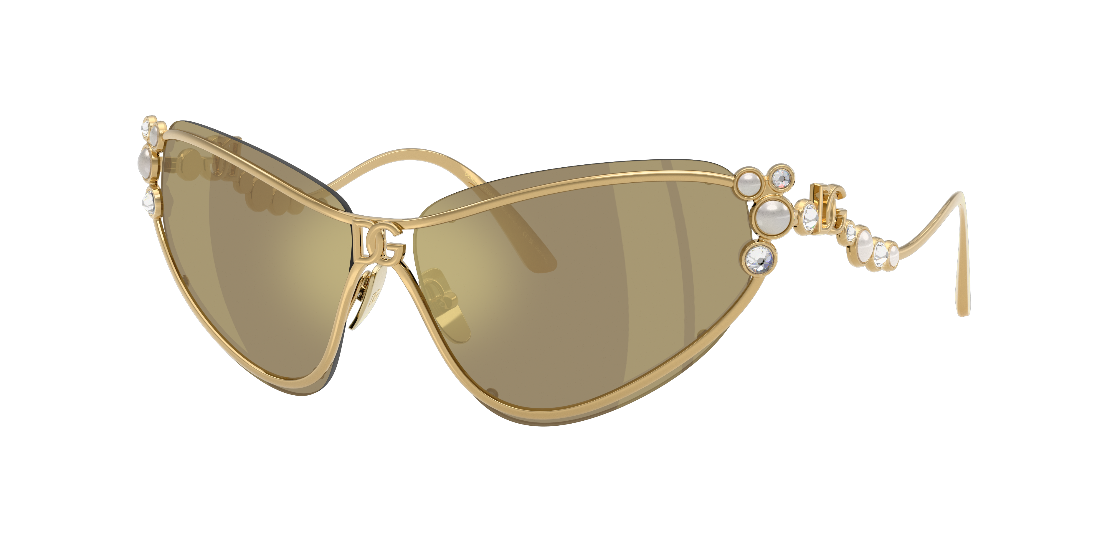 Dolce&Gabbana Woman Sunglass DG2322BH -  Frame color: Gold Plated, Lens color: Clear Mirror Real Yellow Gold
