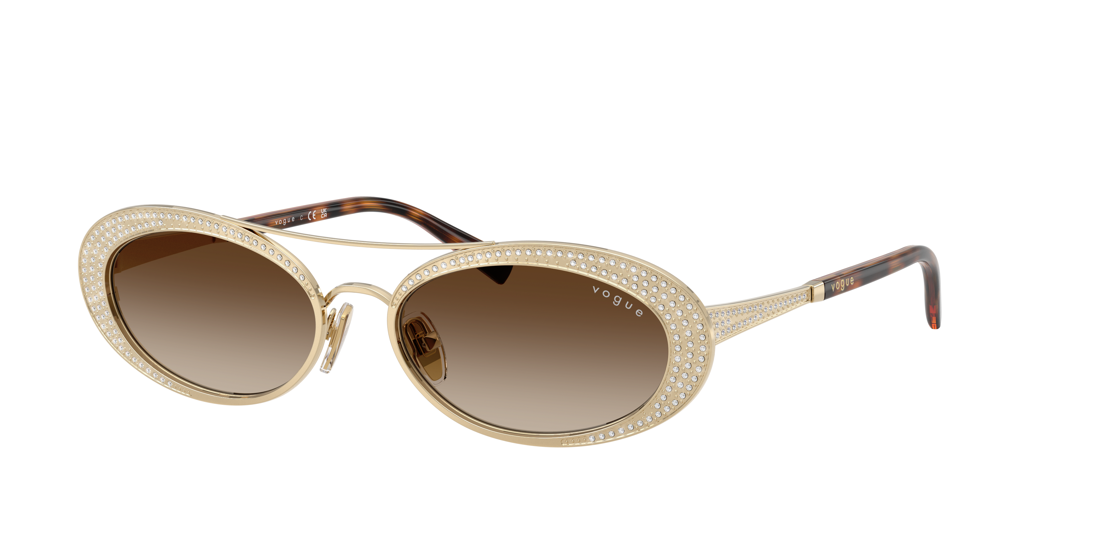 Vogue Eyewear Crystal-embellished Oval-frame Sunglasses