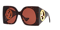 GUCCI GG1254S Brown Light - Women Luxury Sunglasses, Red Lens
