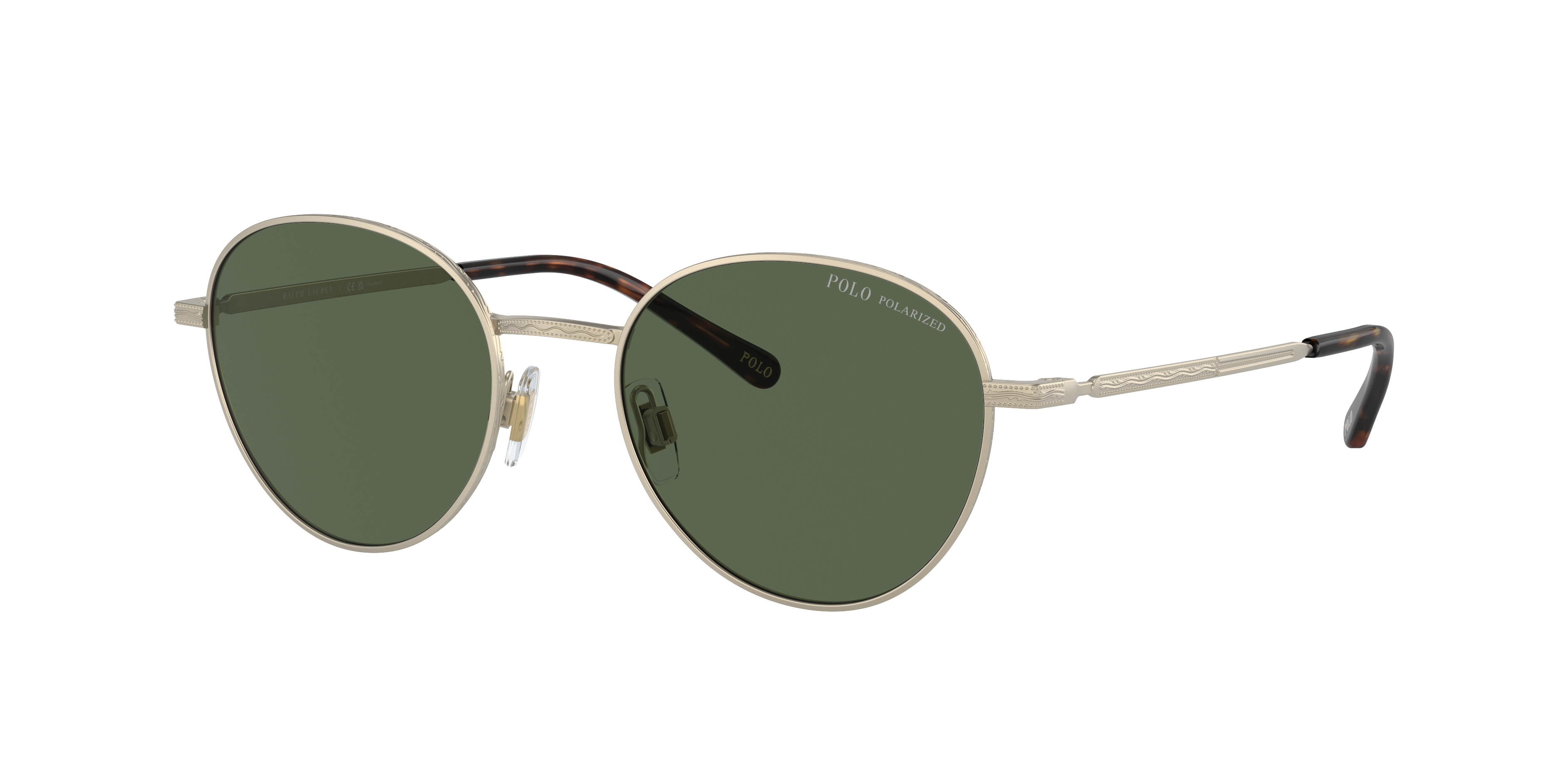 Polo Ralph Lauren Man Sunglass PH3144 -  Frame color: Semi-Shiny Pale Gold, Lens color: Polarized Dark Green