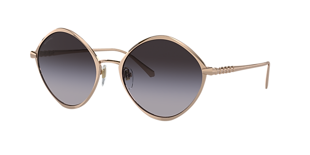 Bvlgari BV6186K 56 Grey Gradient & Pink Gold Plated Sunglasses 