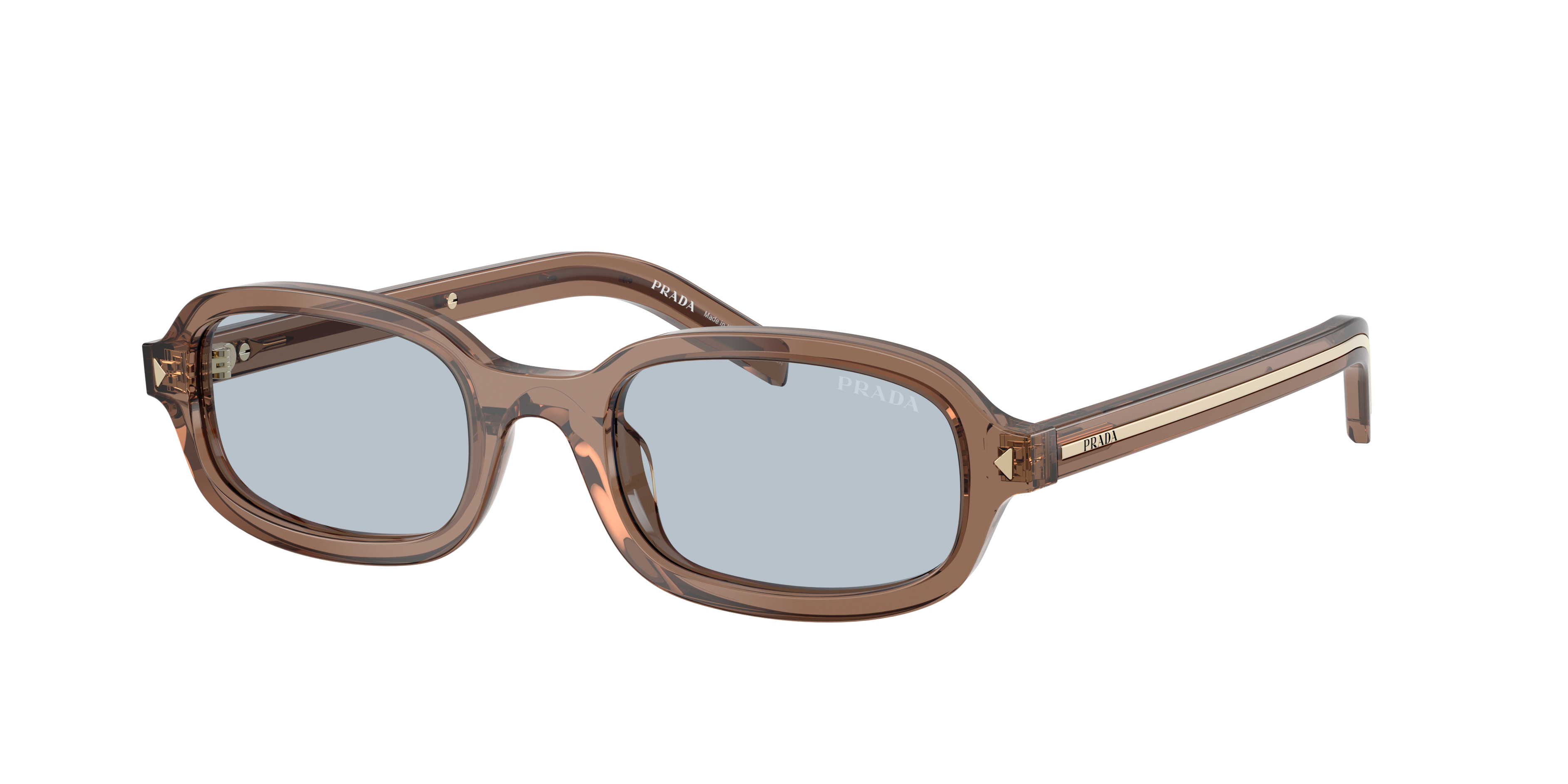 Prada Damen Blau,Grau Frau Sunglass Pr D06s - Rahmenfarbe: Clay Transparent, Linsenfarbe: Blau/Grau