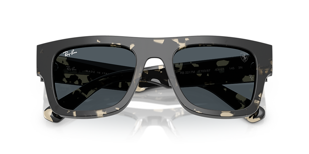 RAY-BAN RB2217M Scuderia Ferrari Collection Black - Unisex Sunglasses, Dark Green Lens