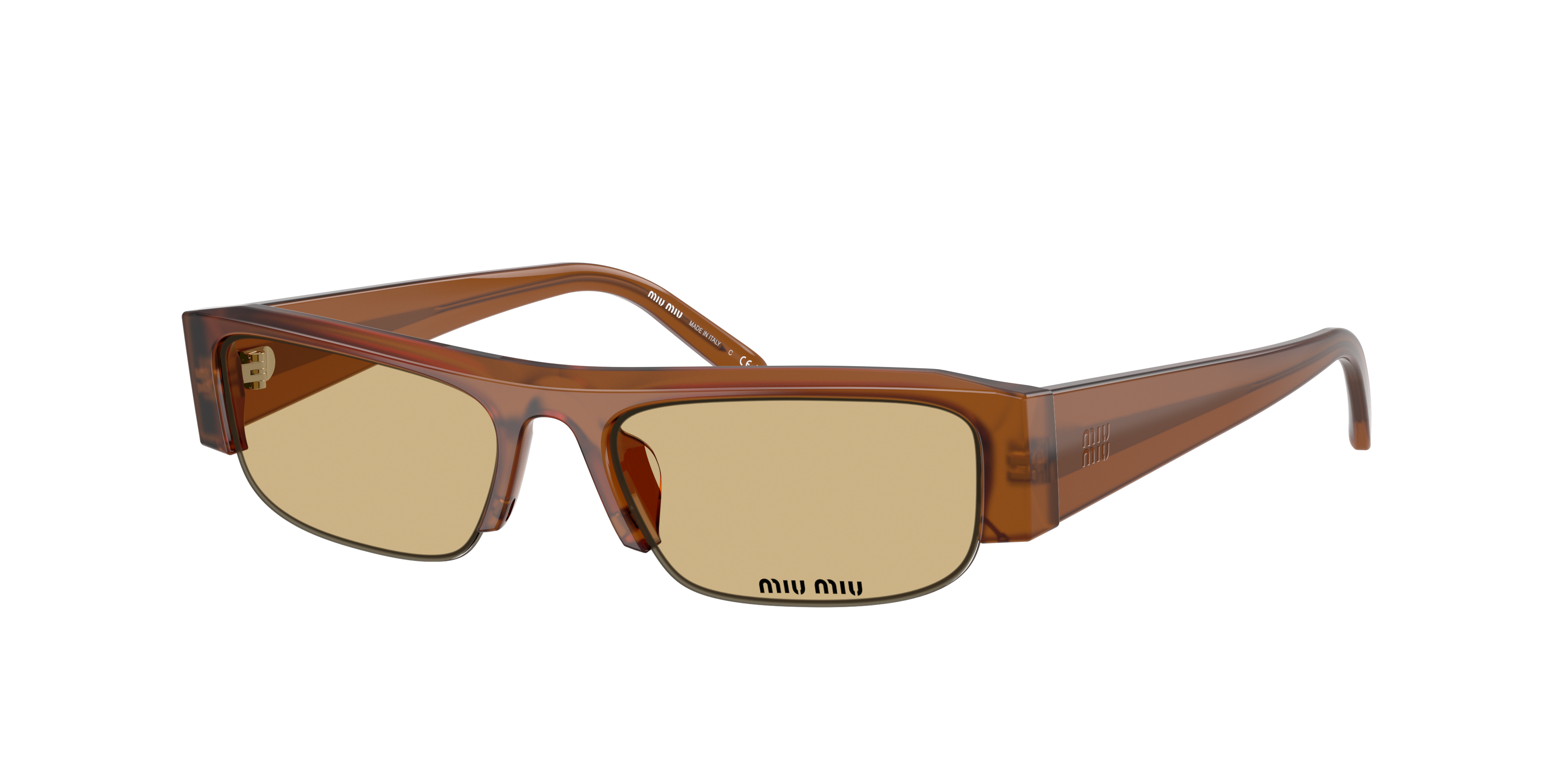 Miu Miu Woman Sunglass MU B07S -  Frame color: Opaline Amber, Lens color: Yellow
