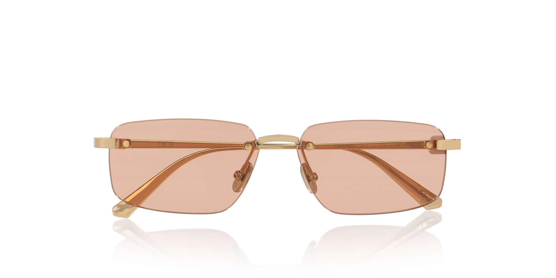 Dior CDIOR S4U B0L0 Sunglasses Gold Rectangle Frame, Pink Lenses DIOR CDIOR S4U B0L0 SIZE : 57-14 -135 MM. #dior  main image 4