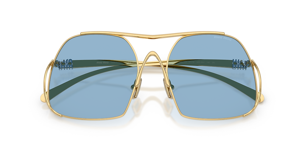 Miu Miu MU A55S XS (57 - 18) with Blue lenses and Gold frame  display picture 1