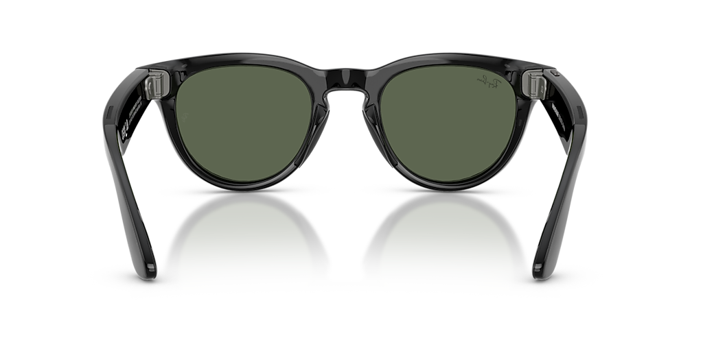 RW4013F Ray-Ban Meta Low Bridge Fit Headliner Black - Unisex Sunglasses, G-15 Green Lens