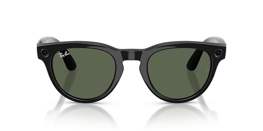 RW4013F Ray-Ban Meta Low Bridge Fit Headliner Black - Unisex Sunglasses, G-15 Green Lens