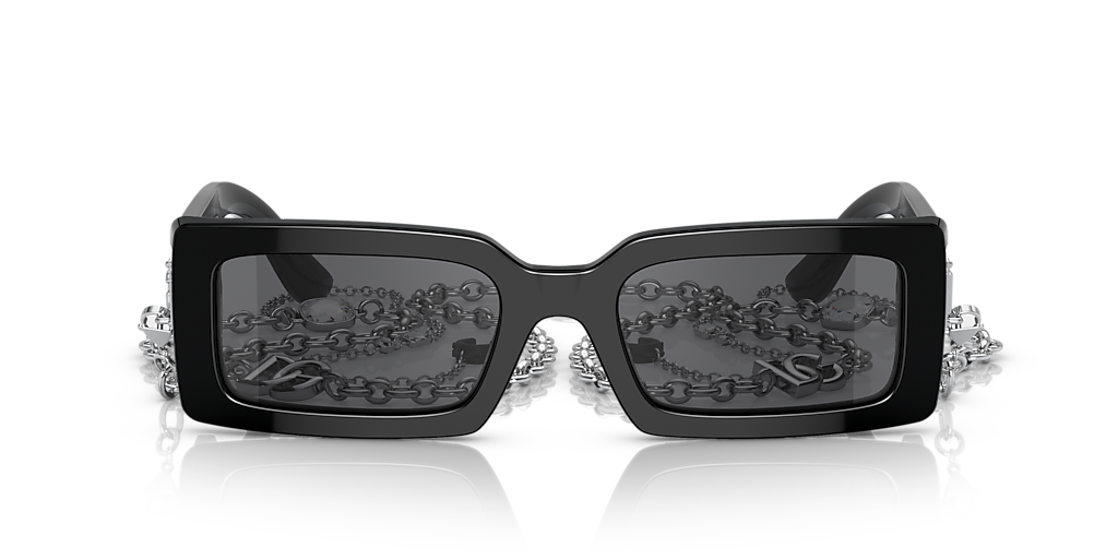 DOLCE&GABBANA DG4416 Round Gaze Black - Women Luxury Sunglasses, Grey Mirror Black Lens