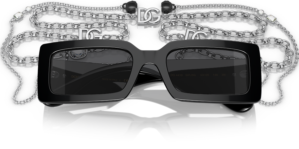 DOLCE&GABBANA DG4416 Round Gaze Black - Women Luxury Sunglasses, Grey Mirror Black Lens