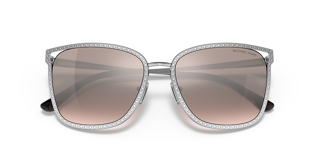 MICHAEL KORS MK1098B Stockholm Silver - Women Sunglasses, Brown Silver Flash Lens