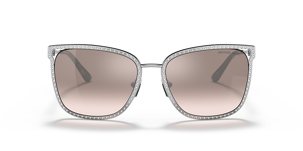 MICHAEL KORS MK1098B Stockholm Silver - Women Sunglasses, Brown Silver Flash Lens