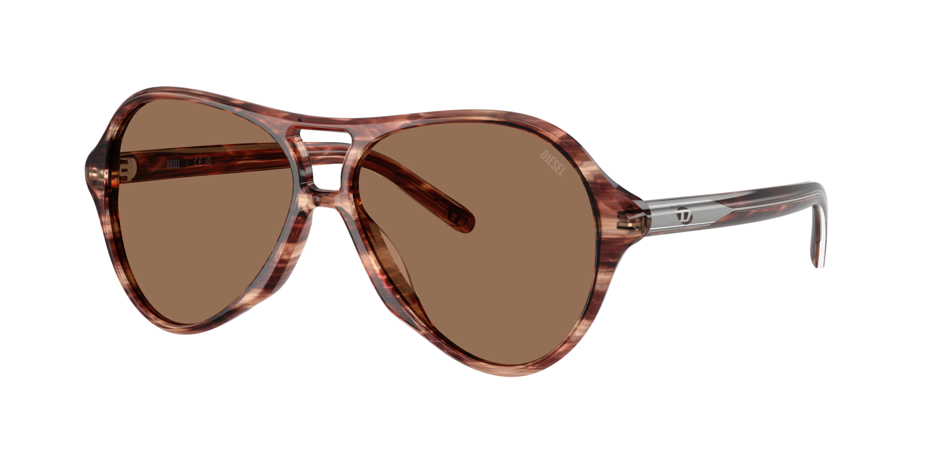 Diesel Unisex Sunglass DL2013U - Frame color: Striated Brown, Lens color: Dark Brown