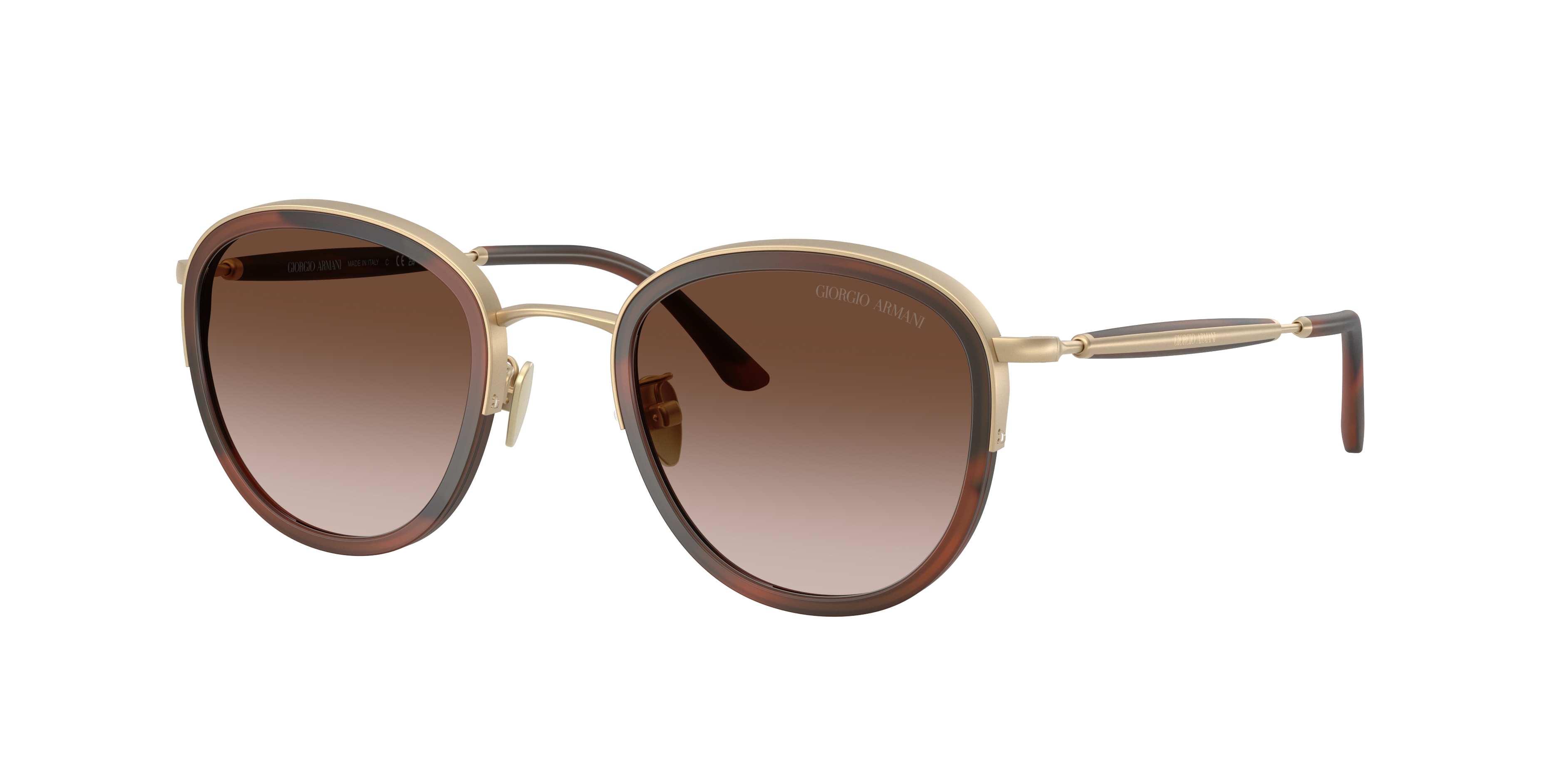 Giorgio Armani Hombre Marrón Degradado Sunglass Ar6176 - Color Del Marco: Oro Pálido Mate, Color De La Lente: