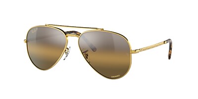 Ray-Ban RB3625 New Aviator 58 Silber/Braun & Gold Polarisiert 