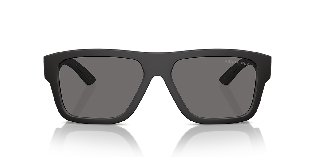 PRADA LINEA ROSSA PS 04ZS Black Rubbered - Men Sunglasses, Dark Grey Polar Lens