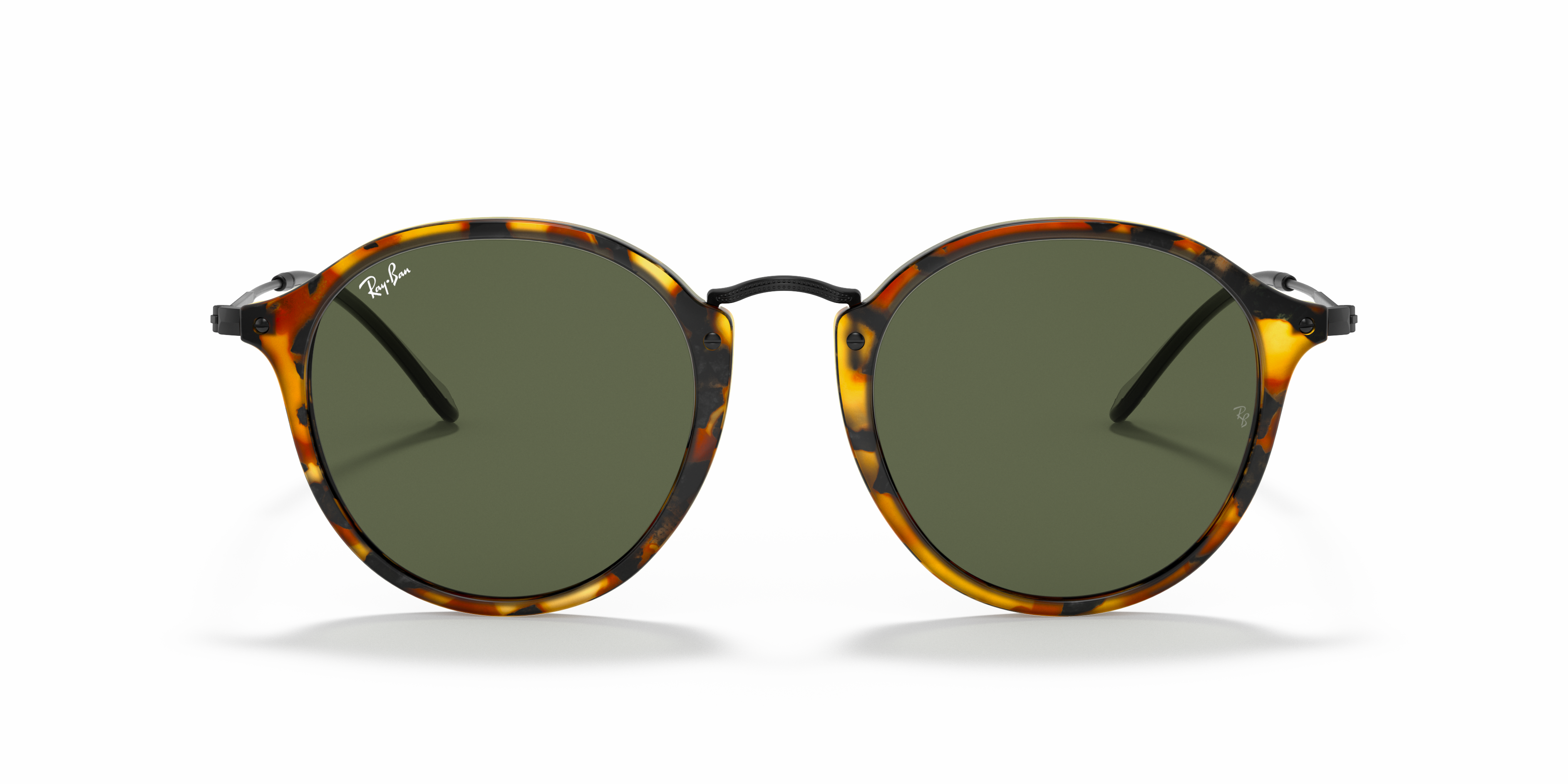 Ray-Ban RB2447 Round Fleck XL (49 - 21) with Green lenses and Black frame |  Sunglass Hut®