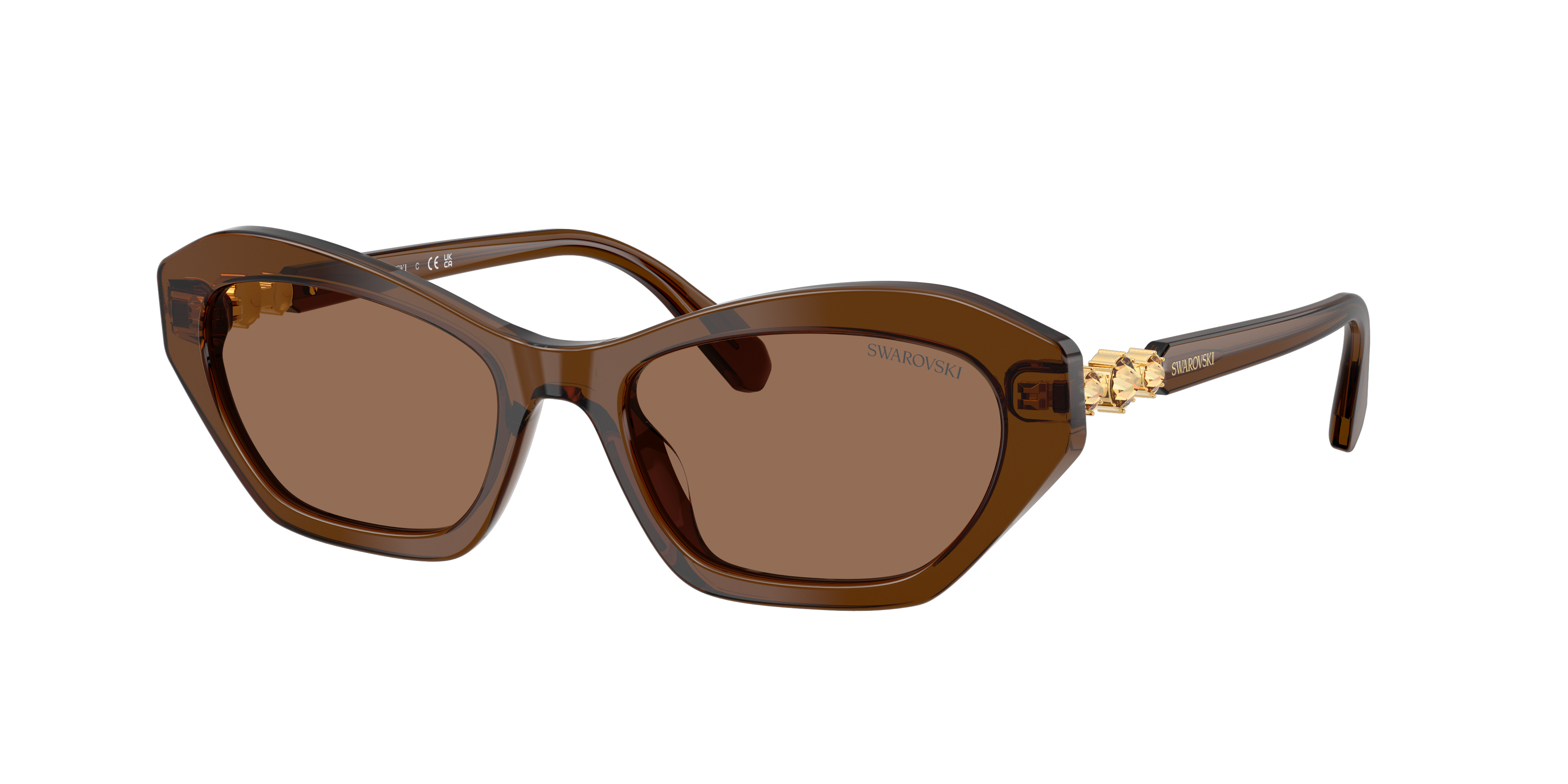 Swarovski Woman Sunglass SK6048 -  Frame color: Transparent Brown, Lens color: Dark Brown