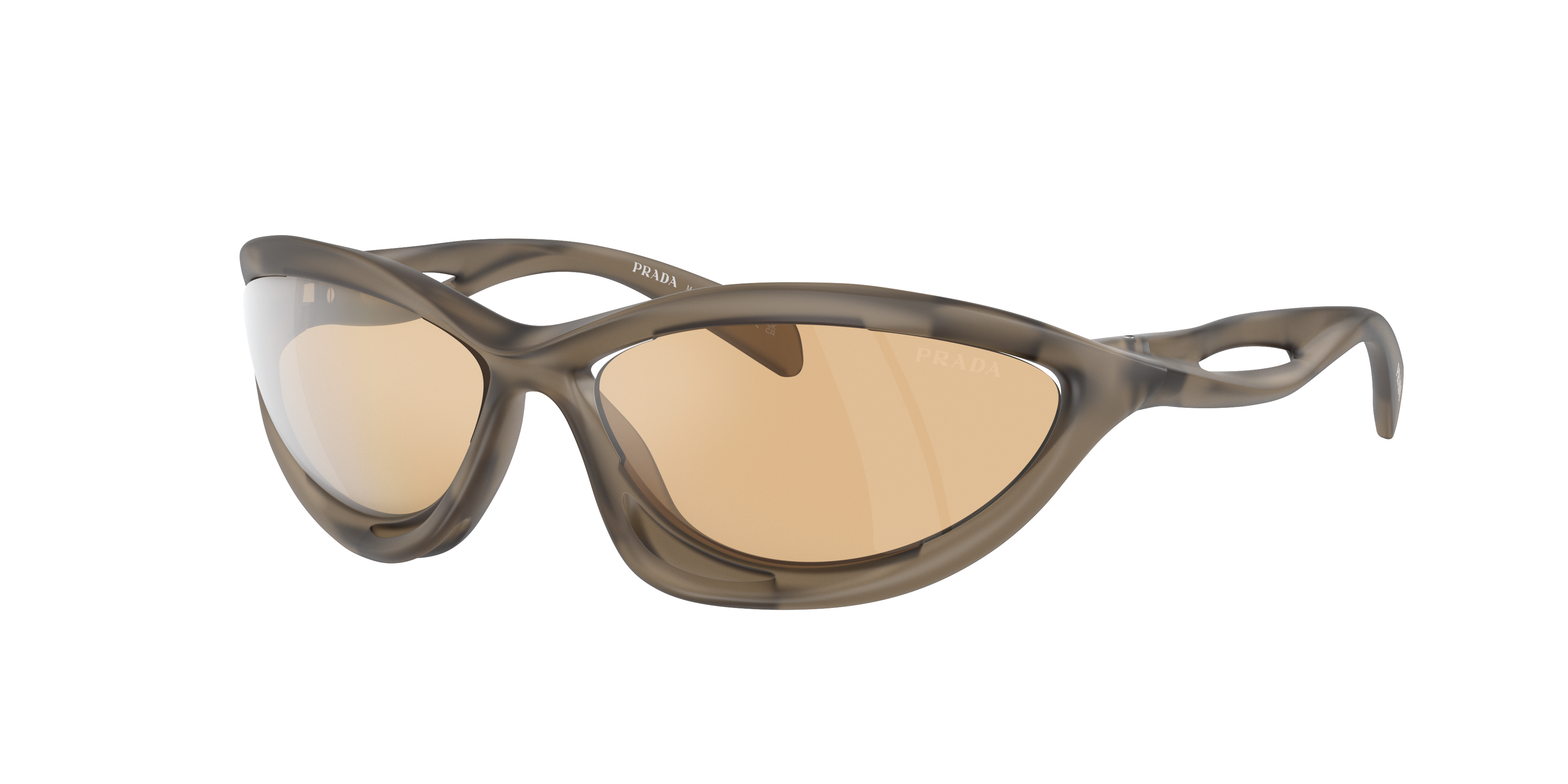 Prada PR A26S XL (63 - 17) with Orange lenses and Brown frame