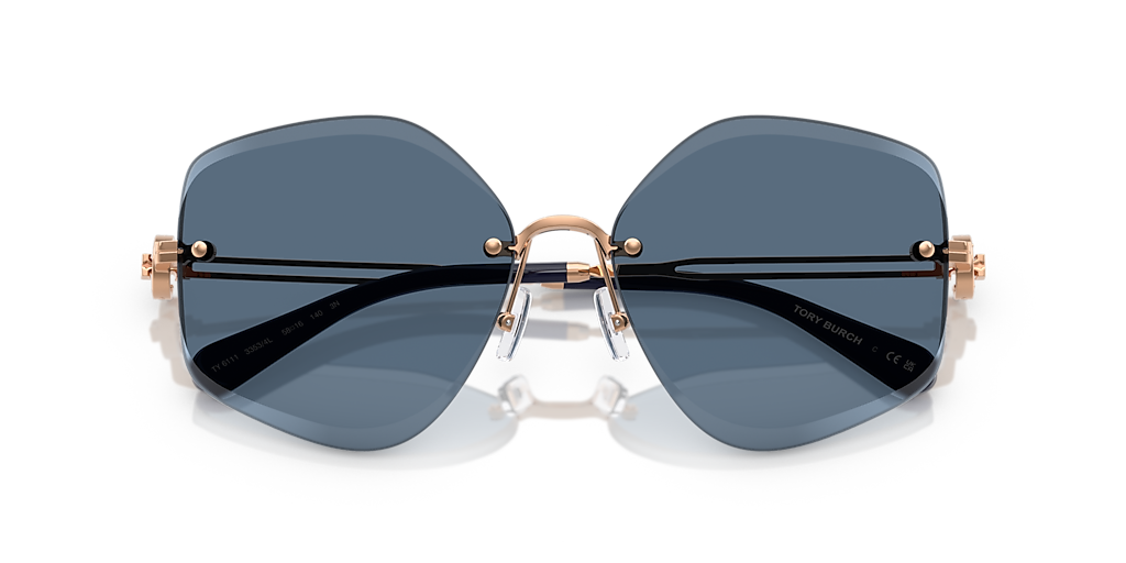 TORY BURCH タフルTスホツスライト 79985 013PERFECTBLACKGOLD Tory Burch TY6111 L (58 - 16) with Blue lenses and Gold