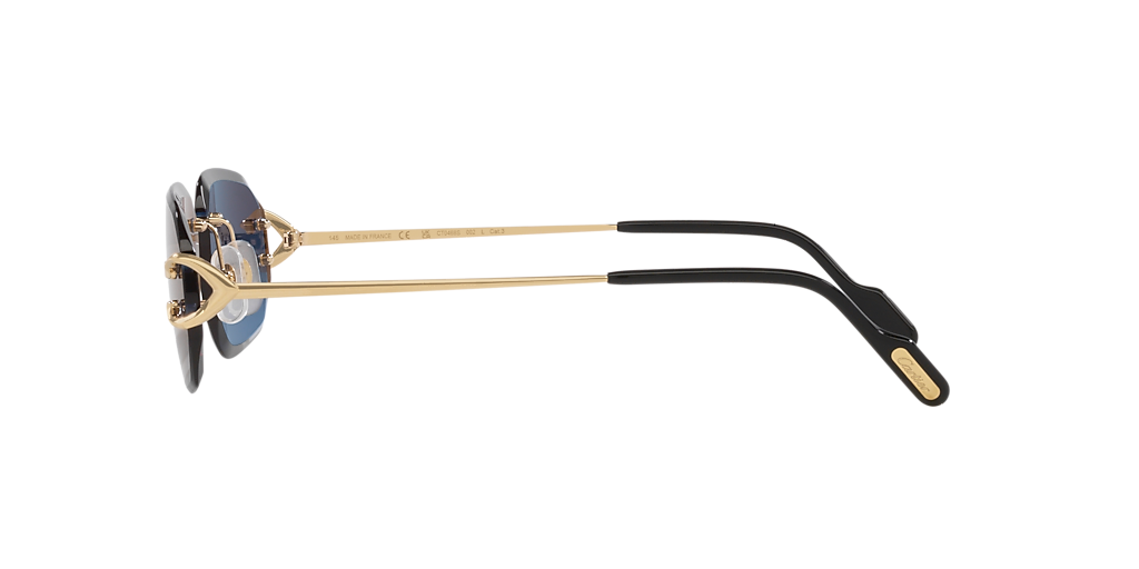 CARTIER CT0468S Gold - Man Luxury Sunglasses, Blue Lens