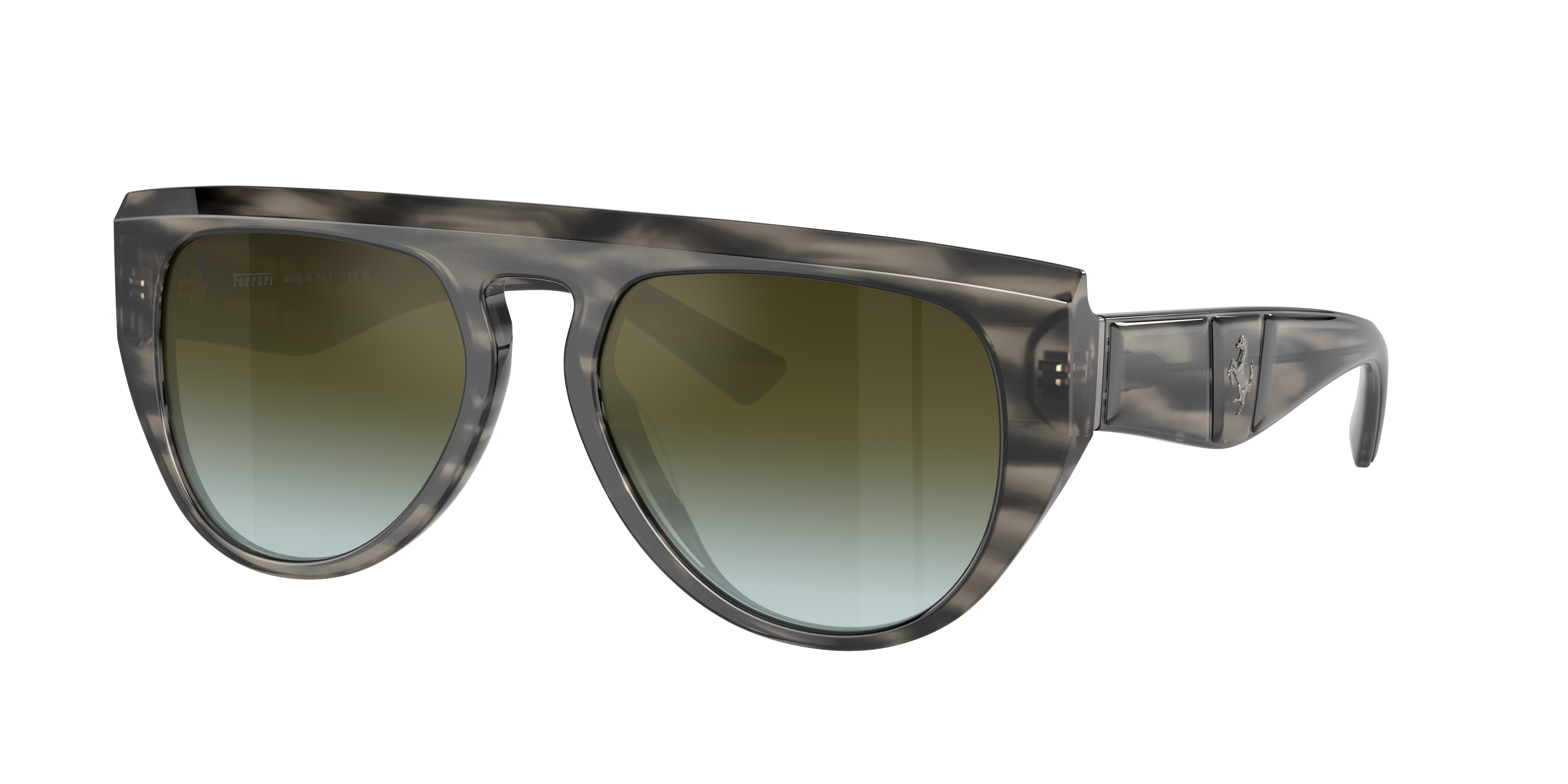 Ferrari Unisex Sunglass FH2005U -  Frame color: Striped Grey, Lens color: Gradient Green Mirror
