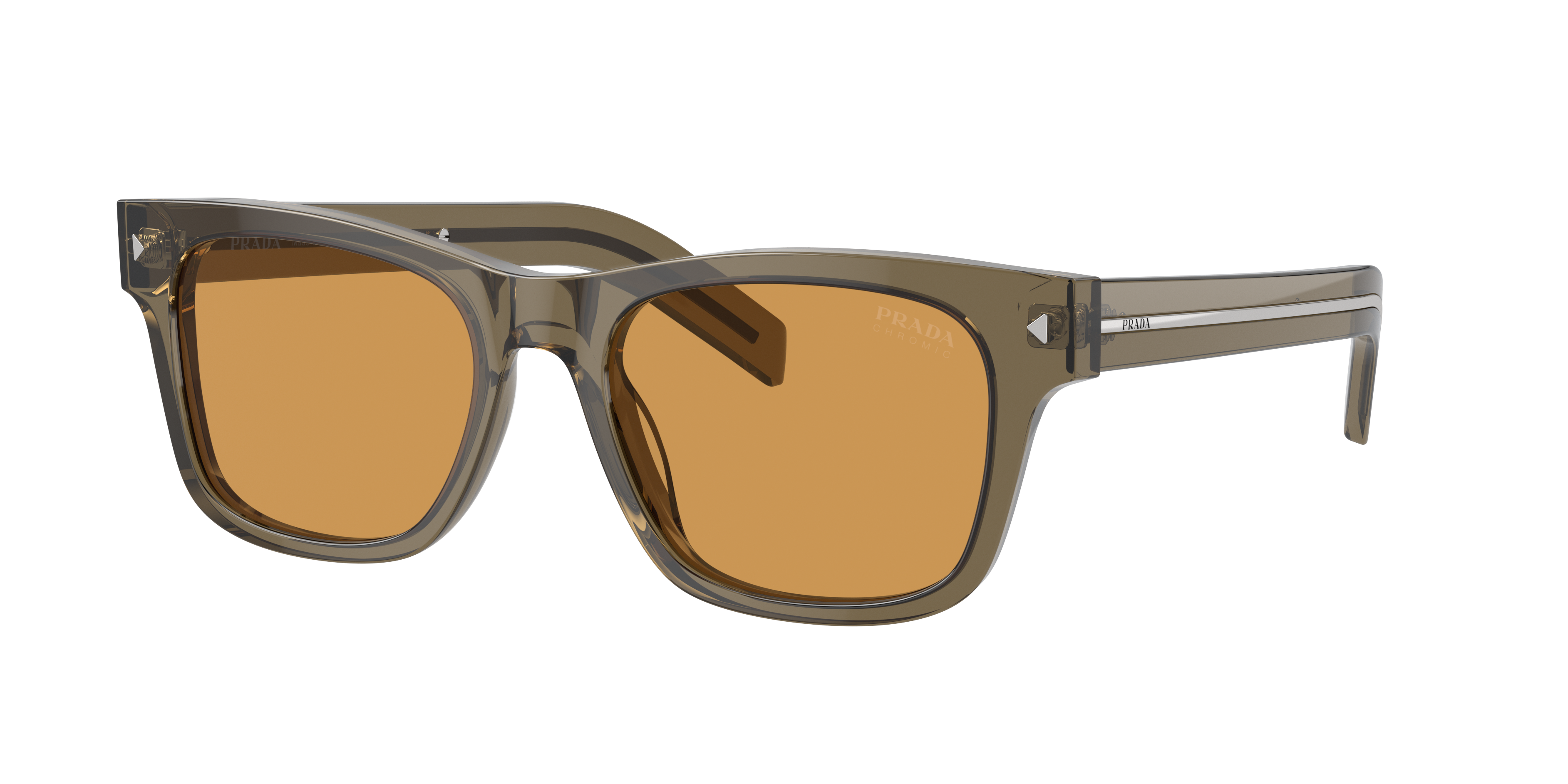 Prada Herren Hellbraun Mann Sunglass Pr A17s - Rahmenfarbe: Transparent Earth, Linsenfarbe: