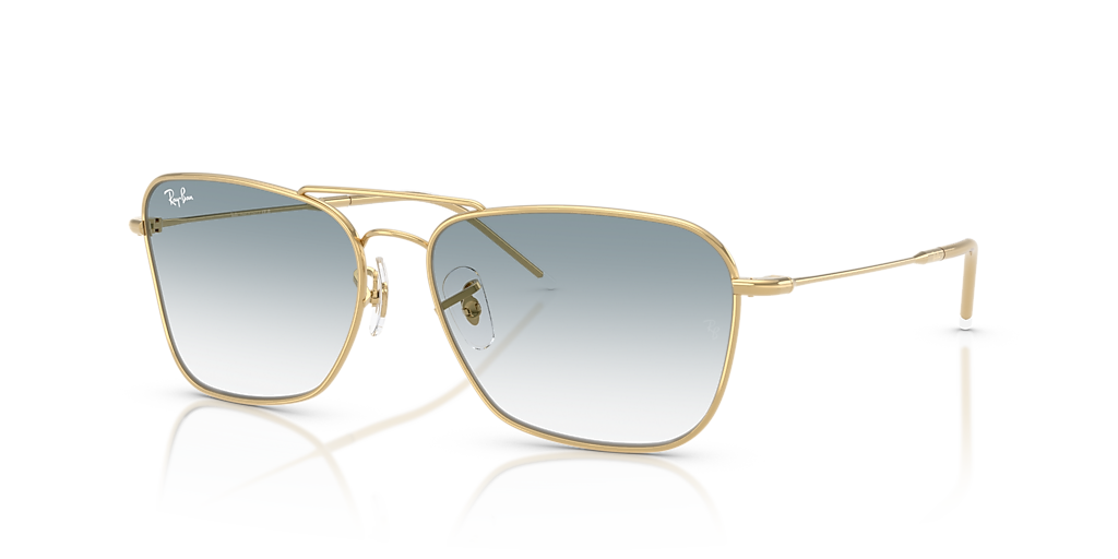 Ray-Ban Caravan Reverse XL (58 - 15) with Blue lenses and Gold