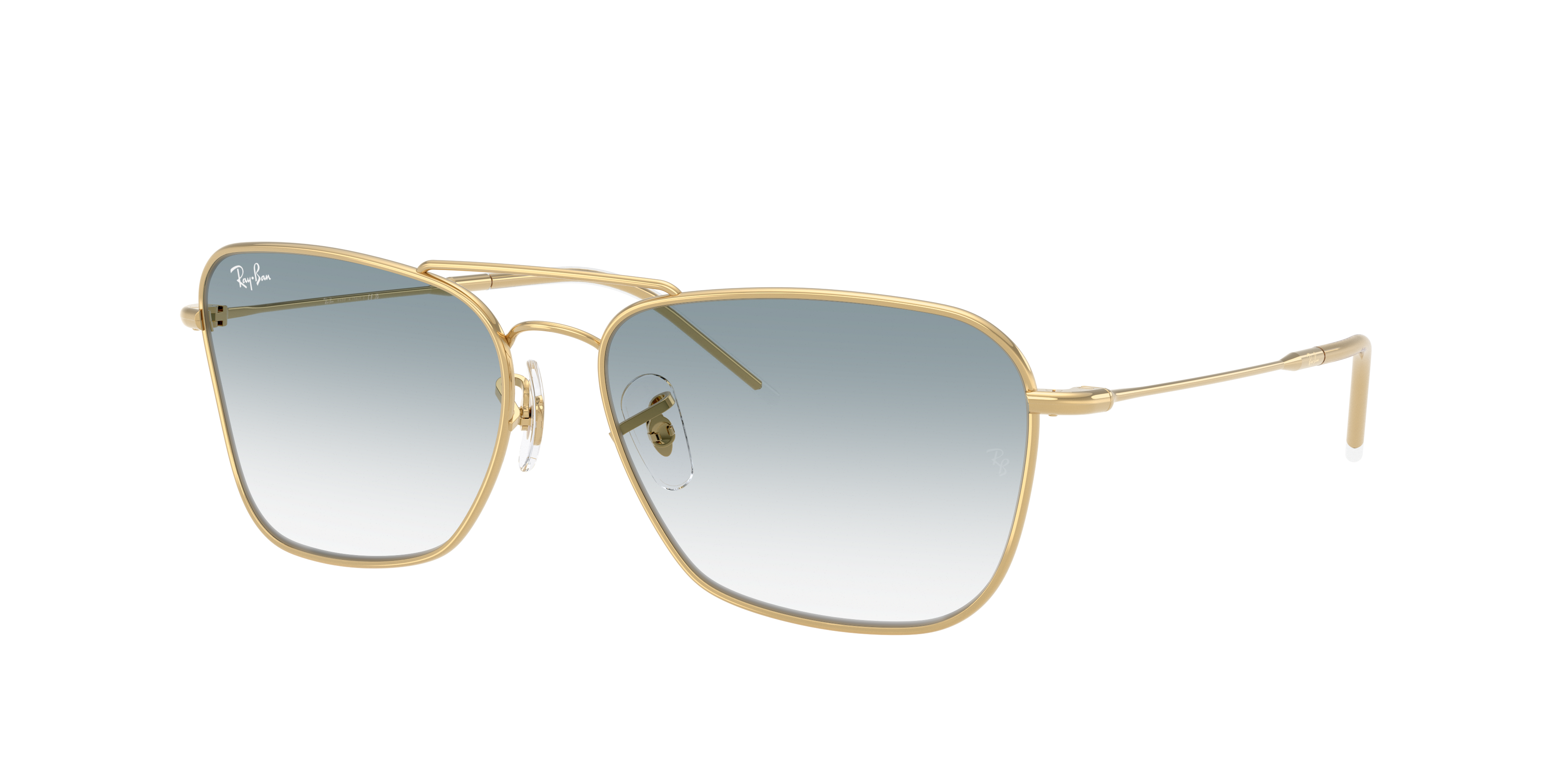Ray-Ban Unisex Sunglass Caravan Reverse -  Frame color: Arista Gold, Lens color: Clear Gradient Blue