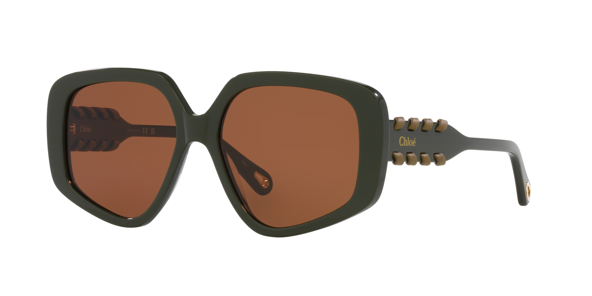 Chloé Woman Sunglass CH0210S -  Frame color: Green, Lens color: Brown