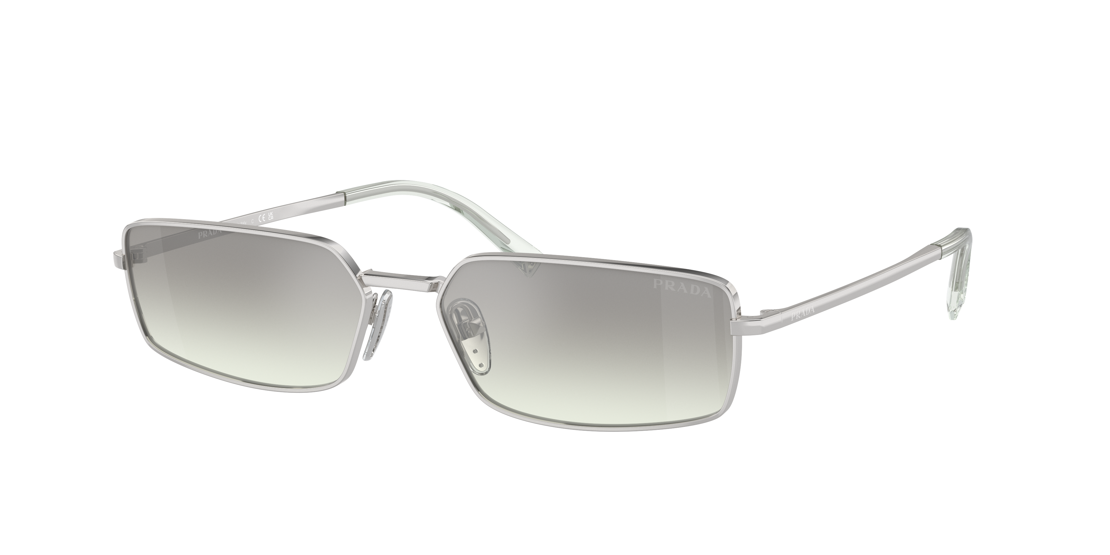 Prada Womens Silver Pr A60s Rectangular-frame Metal Sunglasses In White