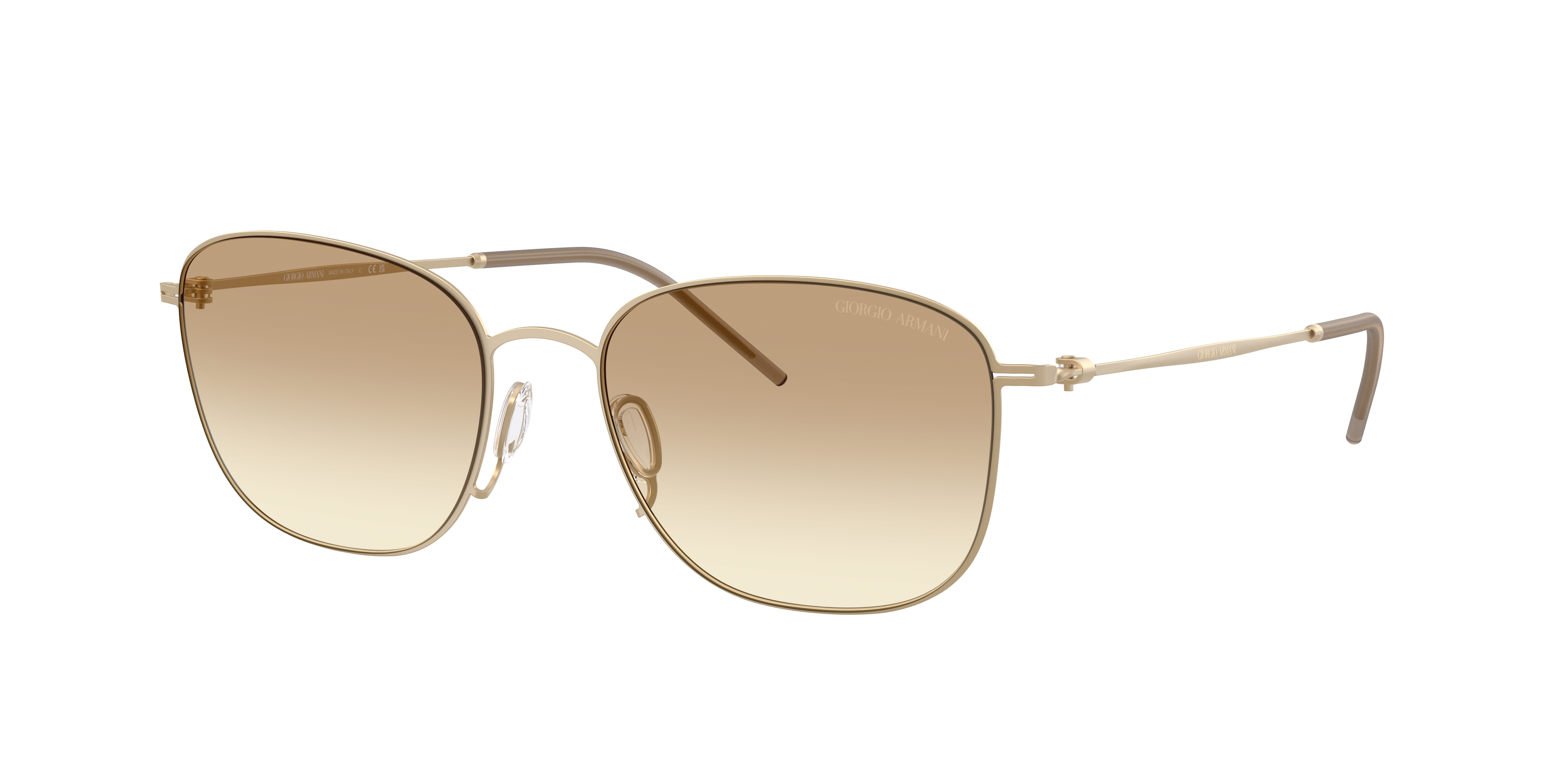 Giorgio Armani Homme Sunglass AR6168 - Couleur du Monture: Or pâle mat, Couleur de Lentille: Marron clair dégradé Incolore