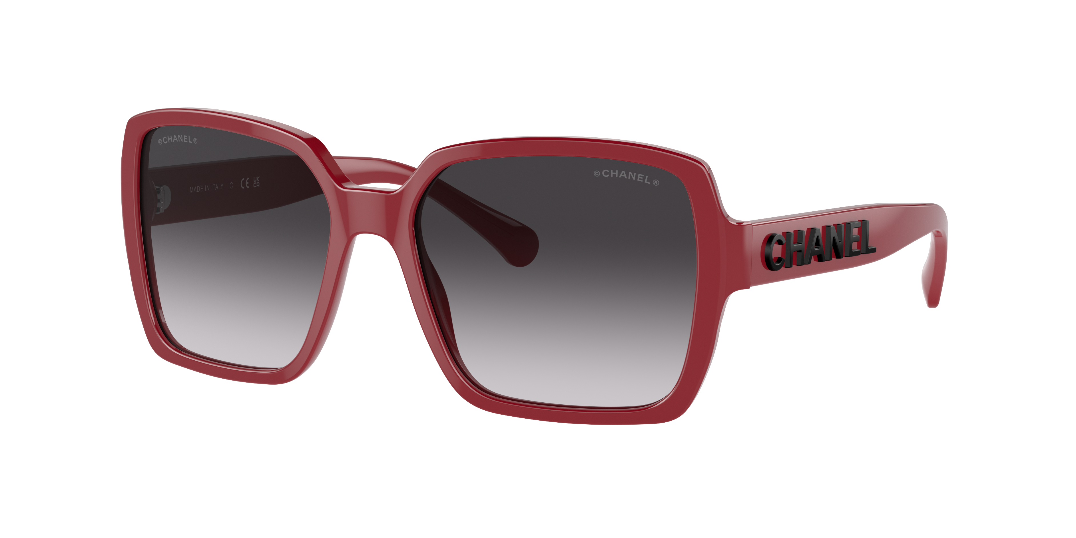 Chanel Woman Sunglass Square Sunglasses CH5408A -  Frame color: Burgundy, Lens color: Grey
