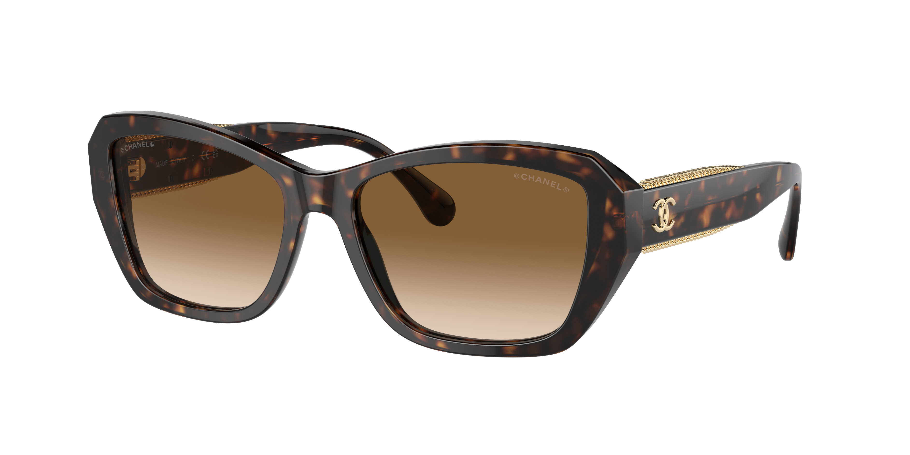 Chanel Woman Sunglass Butterfly Sunglasses CH5516A -  Frame color: Dark Havana, Lens color: Brown