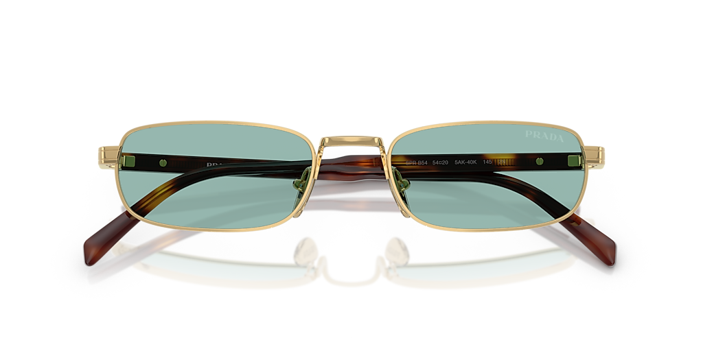 PRADA PR B54S Gold - Men Luxury Sunglasses, Petrol Green Lens