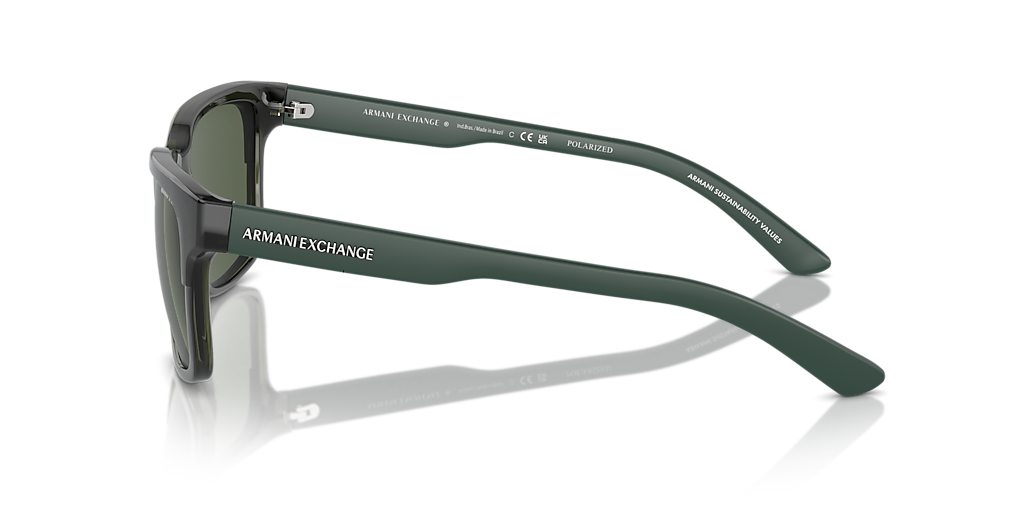 ARMANI EXCHANGE AX4026S Shiny Transparent Green - Unisex Sunglasses, Dark Green Polar Lens