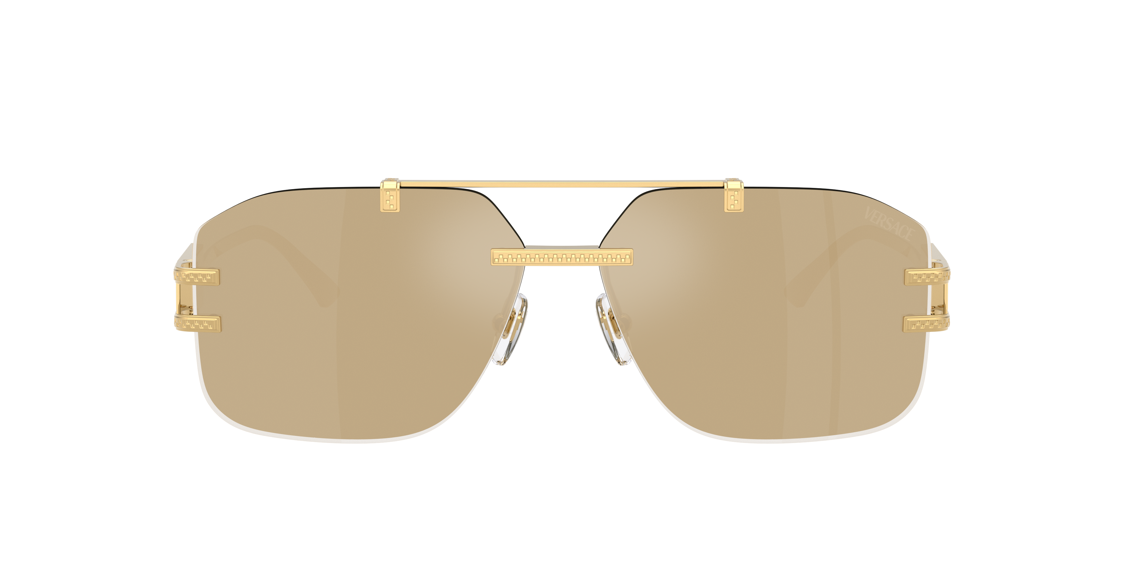 Versace Man Sunglass Ve2275g In Clear Mirror Real Yellow Gold