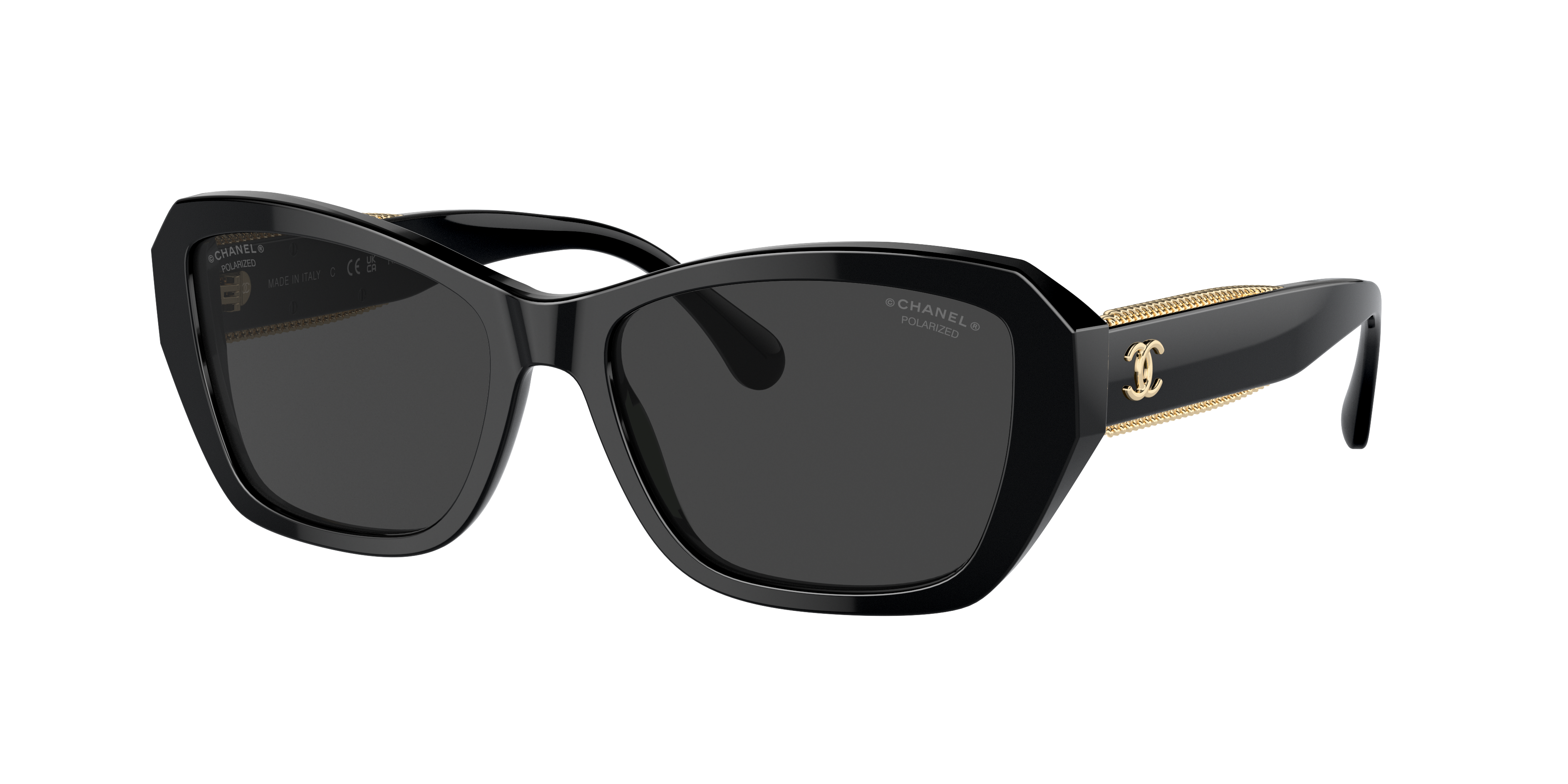 Chanel Woman Sunglass Butterfly Sunglasses CH5516A -  Frame color: Black, Lens color: Black