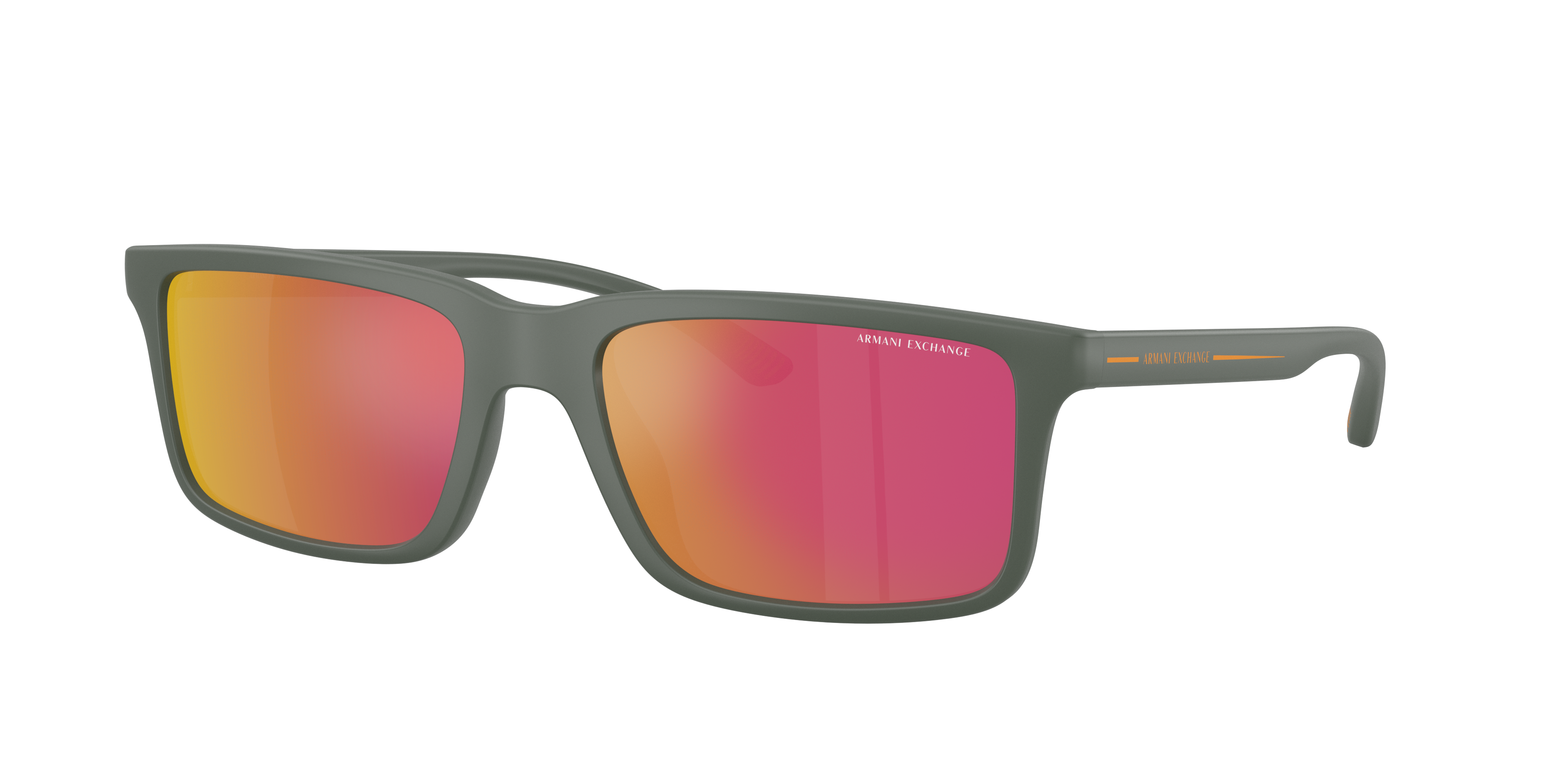 Armani Exchange Herren Orange Verspiegelt Mann Sunglass Ax4157su - Rahmenfarbe: Dunkelgrün Matt, Linsenfarbe: