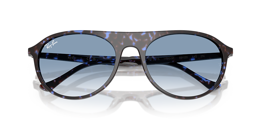 RAY-BAN RB2215 Havana Blue Turtle - Unisex Sunglasses, Clear Gradient Blue Lens