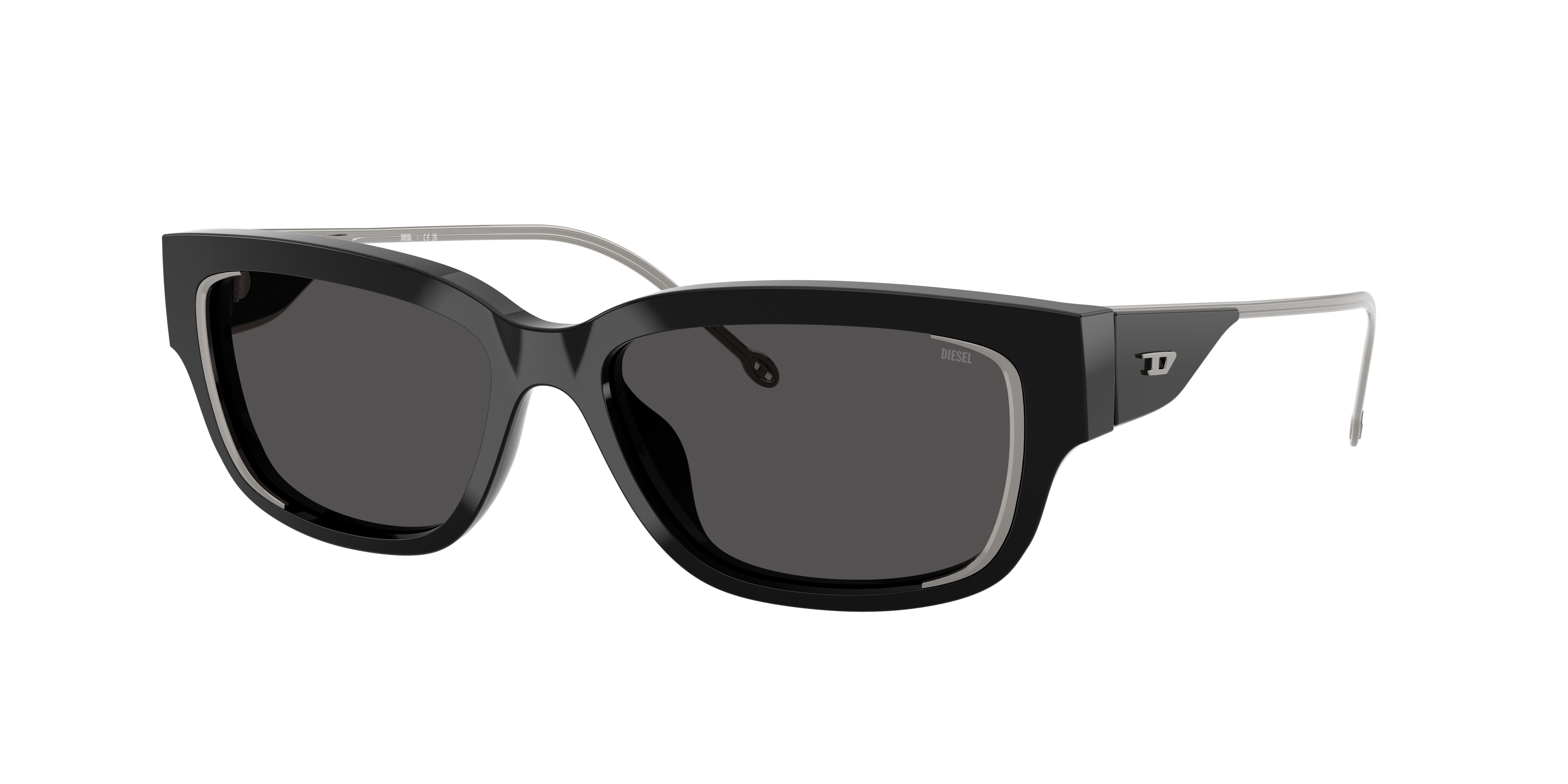 Diesel Unisex Sunglass DL2002MU -  Frame color: Shiny Black, Lens color: Dark Grey