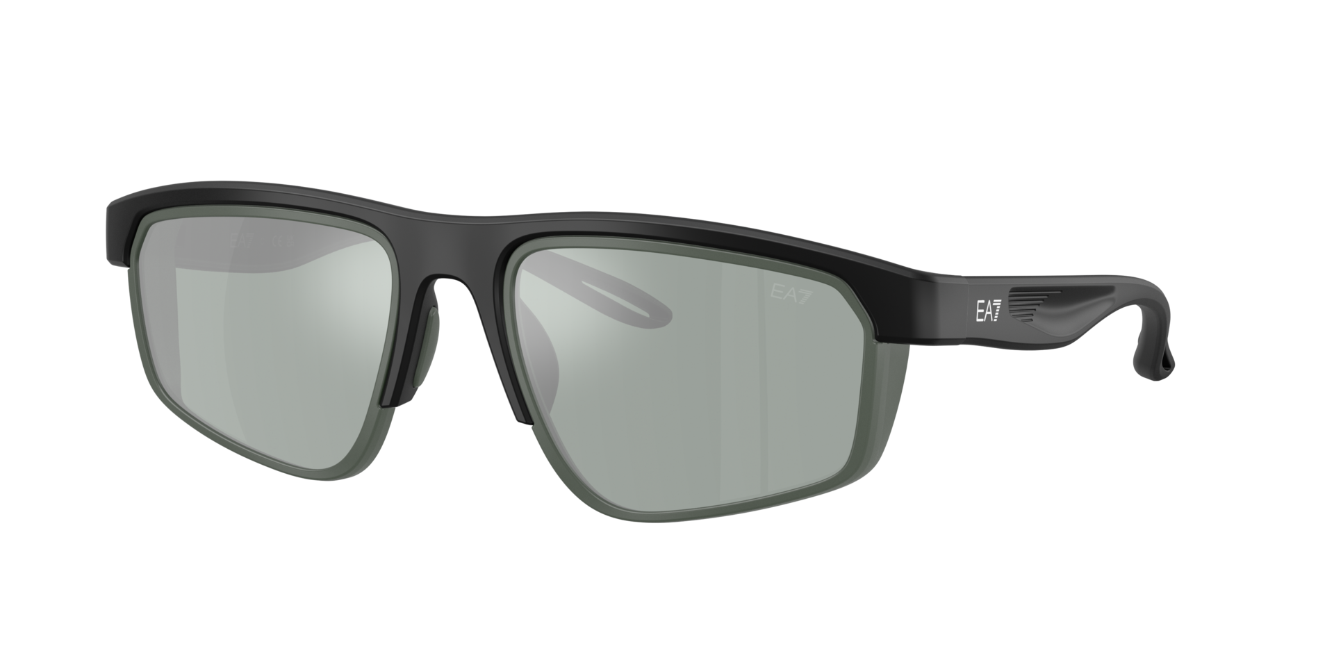EA7 Man Sunglass Q74003 - Frame color: Matte Black, Lens color: Petrol Green Mirror Silver